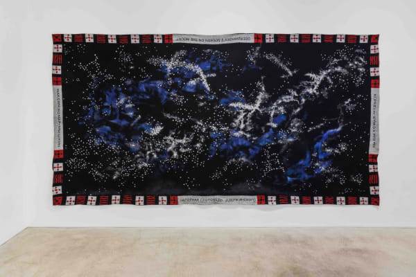 Roee Rosen, Dzerzhinsky’s Sermon on the Mount (Big Felt I), 2017, felt, 370 x 175 cm about