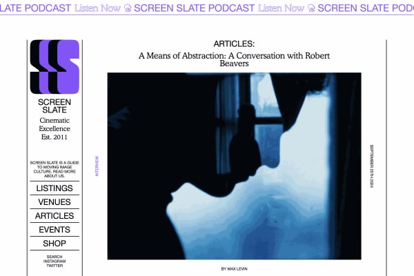 Screenshot from Screen Slate, Max Levin, A Means of Abstraction: A Conversation with Robert Beavers, September 25, 2024