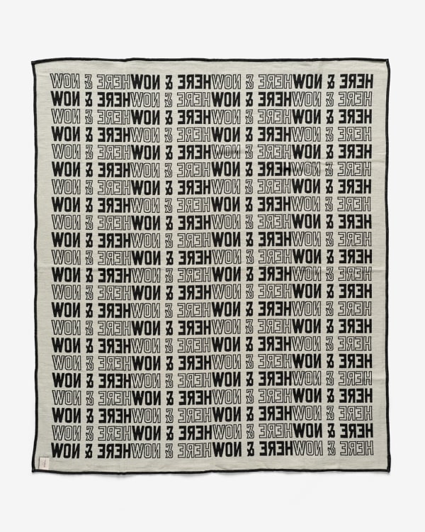 Lawrence Weiner, HERE & NOW, 2022 Jacquard blanket woven from 80% pure wool and 20% cashmere with a combed cotton...