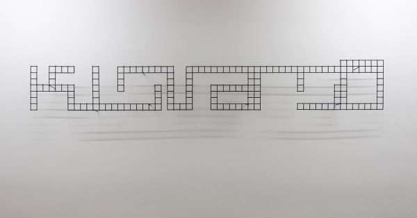 LITTLE WARSAW, Sign, 1999 Stainless steel, 35 x 300 cm Courtesy of the artist & Erna Hecey Gallery