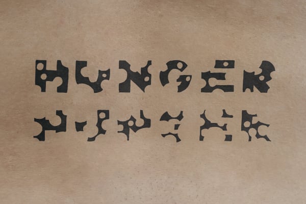 Roee Rosen, Hunger, Hunger, 2024, 40 X 60 cm, from the series The Gaza War Tattoos, © Roee Rosen