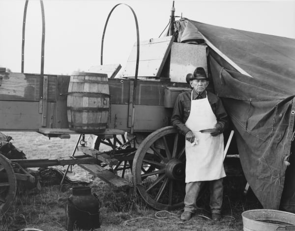 Jay Dusard, Dick Shepherd, Roundup Cook, Quien Sabe Ranch, TX, 1982