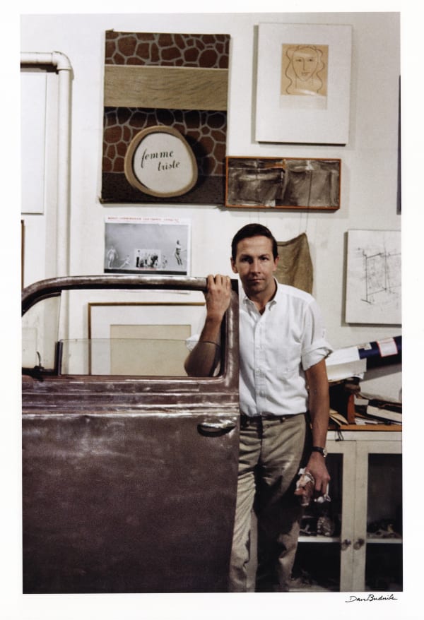Dan Budnik, Robert Rauschenberg with component of "Oracle", 809 Broadway Studio, New York , 1964