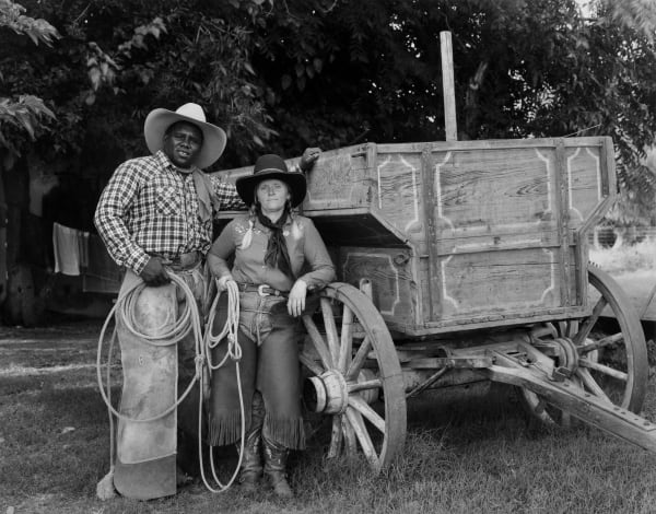 Jay Dusard, Jim and Connie Brooks, The Horse Camp, California , 1984