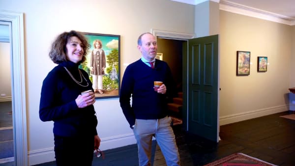 Sally Moore, Ralph chatting to Sally Moore about her work at the gallery