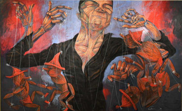 Fadi Daoud Player, 2018 Acrylic on canvas 180 x 300cm