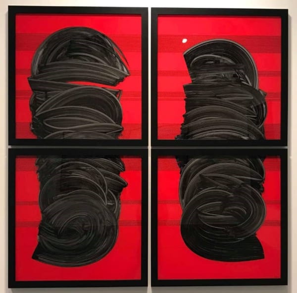Hamza Bounoua Letters in motion, 2018 Mixed media on plexiglass 80x80cm