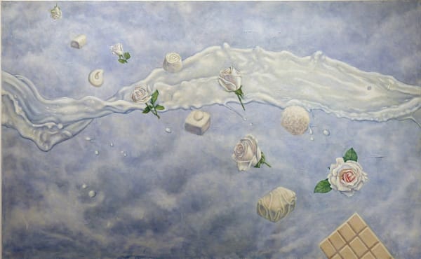 Khaldoun Hijazin White on white , 2018 Acrylic and oil on canvas 90x147cm