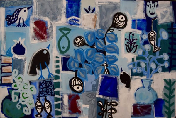 Nissa Raad Garden 2, 2017 Acrylic + mixed media on canvas 102x152cm