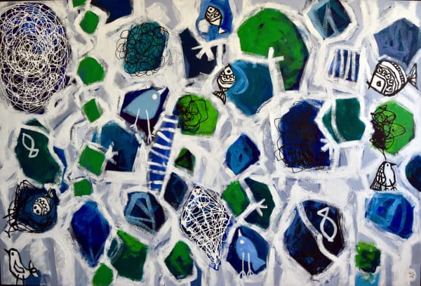 Nissa Raad Escape, 2017 Acrylic + mixed media on canvas 170x252cm