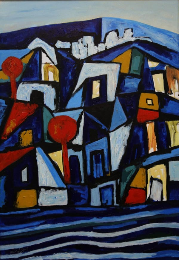 Mohamed Harb, A biography of Gaza, Acrylic on canvas, 110x90cm