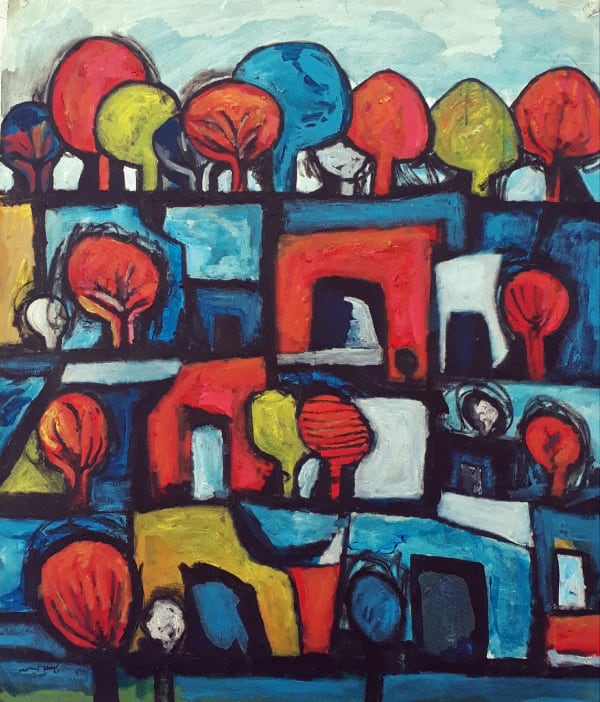 Mohamed Harb, A biography of Gaza, Acrylic on canvas, 110x90cm