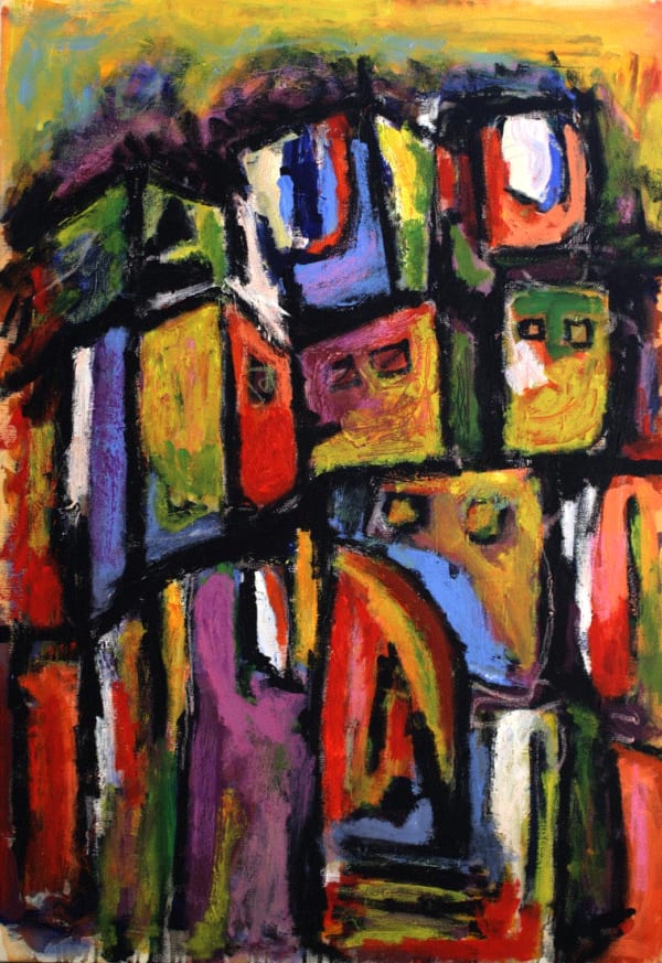 Mohamed Harb, A biography of Gaza, Acrylic on canvas, 110x90cm
