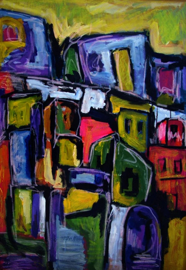 Mohamed Harb, A biography of Gaza, Acrylic on canvas, 100x70cm