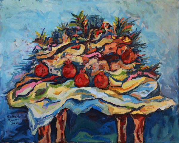 Sohail Salem, Still life city, 2021, Oil on canvas, 80x100cm