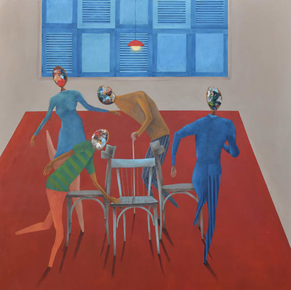 Play...pause, play...pause, Acrylic on canvas, 120x120cm