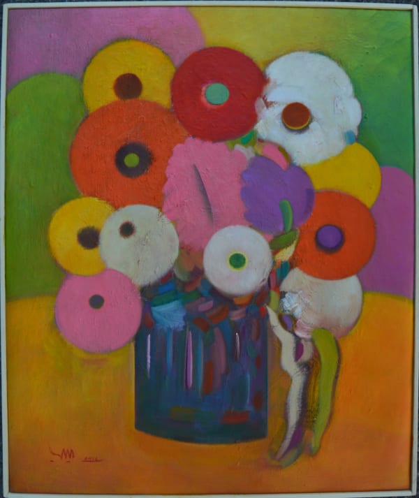 Fouad Mimi, Flowers in a vase, Oil on canvas, 2016, 60.5x50.5cm