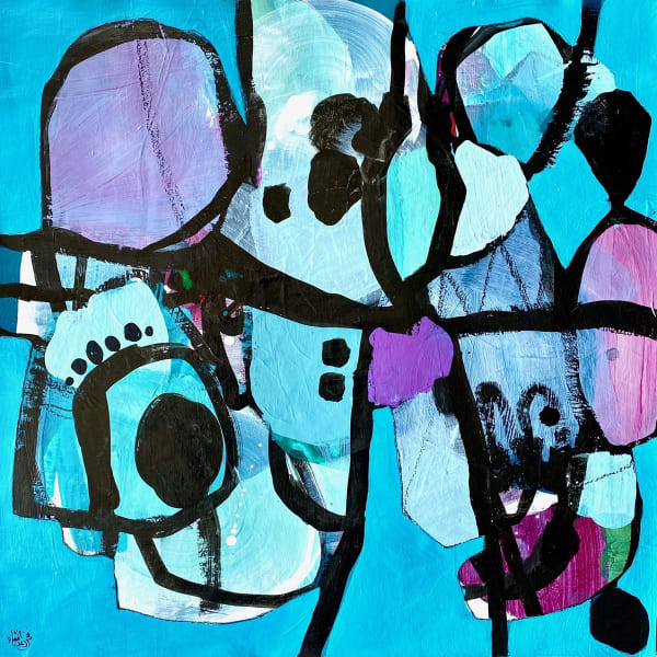 Nissa Raad, SwimI, 2021, Acrylic on canvas, 55x55cm
