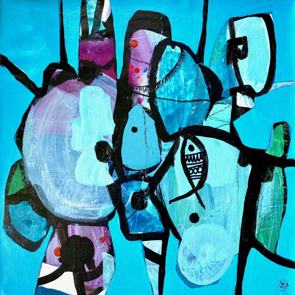 Nissa Raad, SwimII, 2021, Acrylic on canvas, 55x55cm