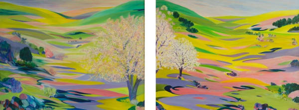 Hind Nasser, Almond trees, 1992, Oil on canvas, 135x360cm