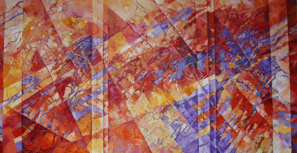 Mohanna Durra, Abstract, 2016, Oil on canvas, 151x301cm