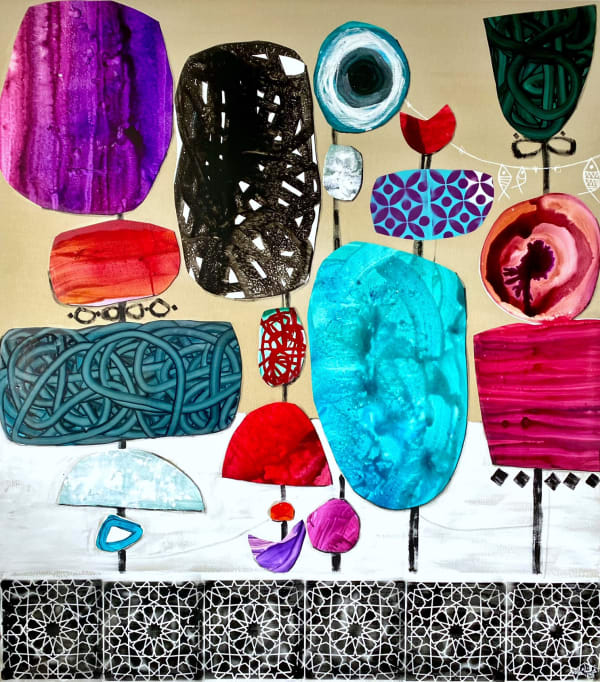 Nissa Raad, Eden I, Collage on canvas, 180x160cm