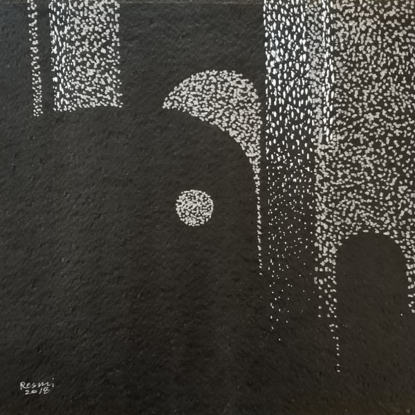 Resmi Al Kefaji, City, 2018, Mixed media on card, 20x20cm