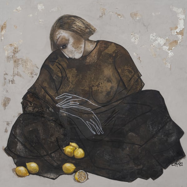 Souad Mardam Bey, 2022, Oil and mixed media on canvas, 180x180cm