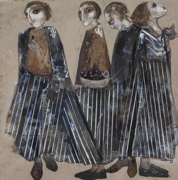 Souad Mardam Bey, 2022, Oil and mixed media on canvas, 200x200cm (2)