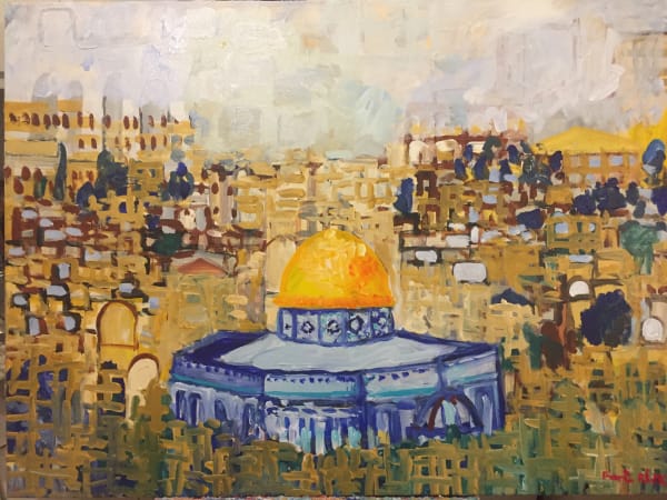 Fares Rizk, The Magic Of Jerusalem 2020, Acrylic on canvas, 75x100 cm.