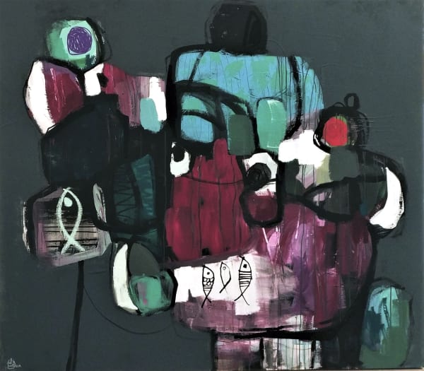 Nissa Raad, Kingdom of You I, 2020, Mixed media on canvas, 140x160cm