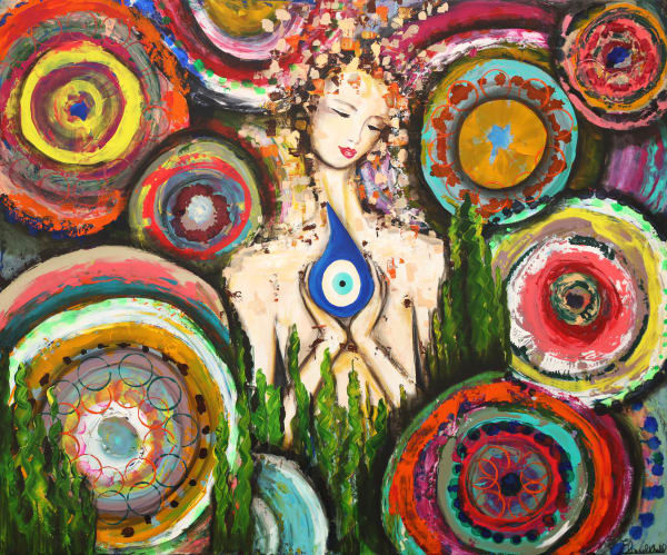 Elias El Khalil, Lollipop land, 2024, Mixed media on canvas, 100x120cm