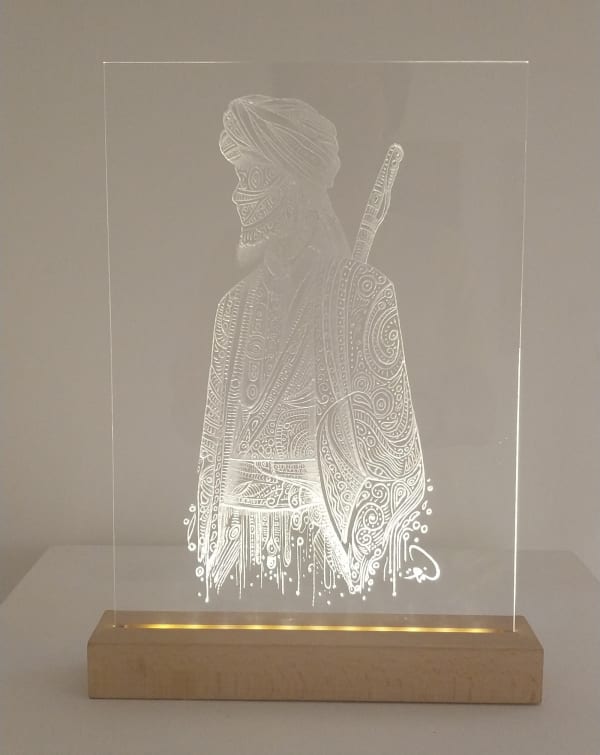 Hamza Yahya bin Yahya, Al-Samsam, 2024, Mixed media on plexiglass, 33x21cm