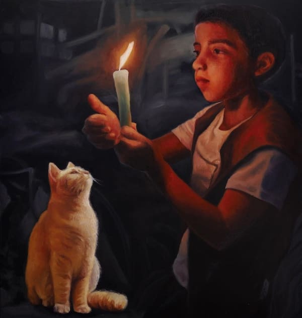 Jude Samman, The eternal flame1, Print on card, 42x40cm