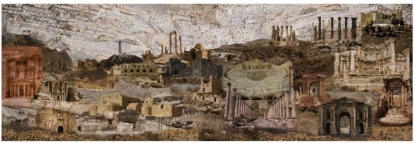 Manal Haddadin, Jordan antiques, 2021, Digital collage, 28x87