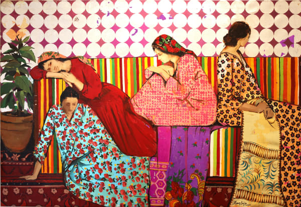 Marwa Najjar, Afternoon, 2024, Oil and silver leaf on canvas, 110x160cm