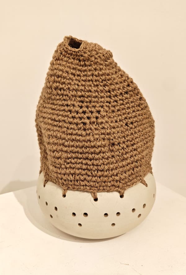 Clay with wired crochet, 2025, 33x28x25cm