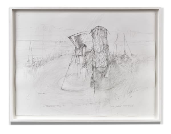 Will Maclean RSA First Contact, Badentarbet, 2014 signed, titled and dated 2014; inscribed 'For Rodina Maclean 1900-1976' on artist's label verso pencil on paper 56 x 75 cm