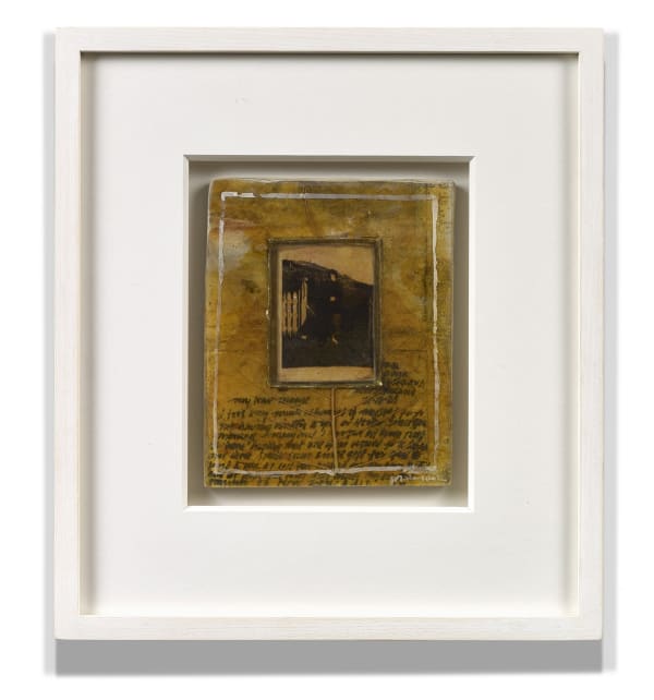 Will Maclean RSA Fragments Recalled, 2020 signed; titled and inscribed 'Rodina Maclean' on artist's label verso collage and resin 16.5 x 14 cm
