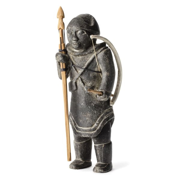 JOE TALIRUNILI (1893-1976) PUVIRNITUQ (POVUNGNITUK) Hunter with Harpoon, Bow, and Arrow, mid-late 1960s REALIZED: $28,800