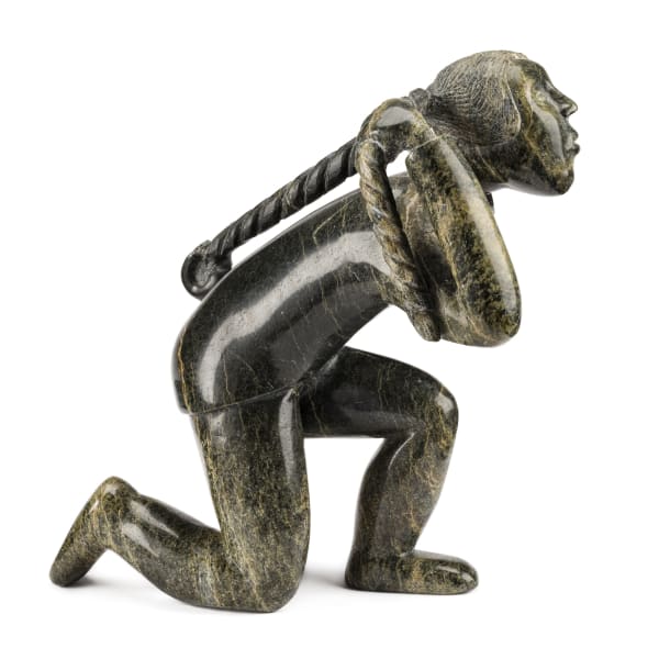 PITSEOLAK NIVIAQSI, R.C.A. (1947-2015) KINNGAIT (CAPE DORSET) Woman Holding Her Braid, c. 1998-9 REALIZED: $3,600