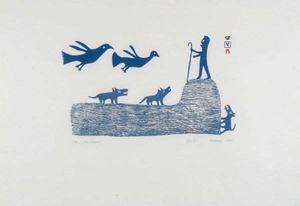 LOT 34 ANIRNIK OSHUITOQ (1902-1983) KINNGAIT (CAPE DORSET) The Prophet, 1963 (1994) stonecut, 17 x 24 1/2 in (43.2 x 62.2 cm) ESTIMATE: $500 —$700 PRICE REALIZED: $570