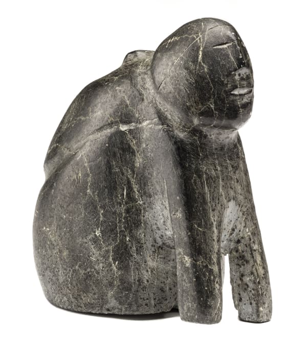 Lot 113 MARGARET UYAUPERQ ANIKSAK (1905-1983) ARVIAT (ESKIMO POINT) Kneeling Mother with Child in Amaut, c. 1966-67 stone, 6.5 x 3.25 x 5 in (16.5 x 8.3 x 12.7 cm) Estimate: $1,500— $2,500 Price realized: $1,440