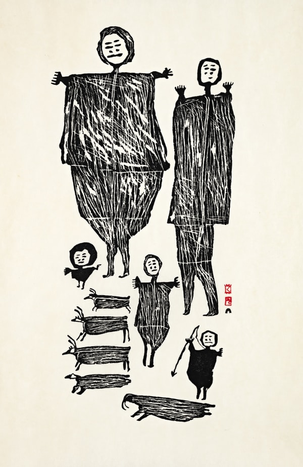 Lot 6 PARR (1893-1969) m., KINNGAIT (CAPE DORSET) My People, 1961 #82 stonecut, 30 x 20 in (76.2 x 50.8 cm) Estimate: $3,500 — $5,000 price realized: $4,800