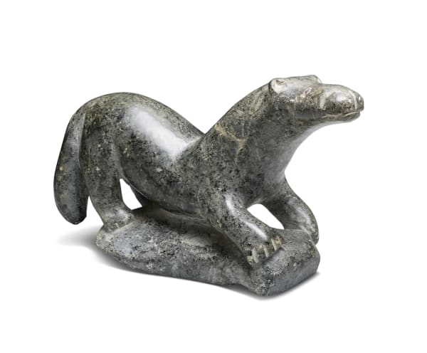 Possibly: JOE TALIRUNILI (1893-1976) PUVIRNITUQ (POVUNGNITUK) Playful Ermine, 1970s stone, 5 x 8 1/2 x 3 1/2 in (12.7 x 21.6 x 8.9 cm) ESTIMATE: $600 — $900 New Price: $400