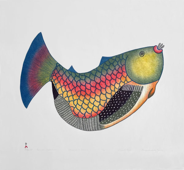 Lot 56 NINGEOKULUK TEEVEE (1963-) KINNGAIT (CAPE DORSET) Rainbow Reflection,2006 #24 PRICE REALIZED: $1,353.00