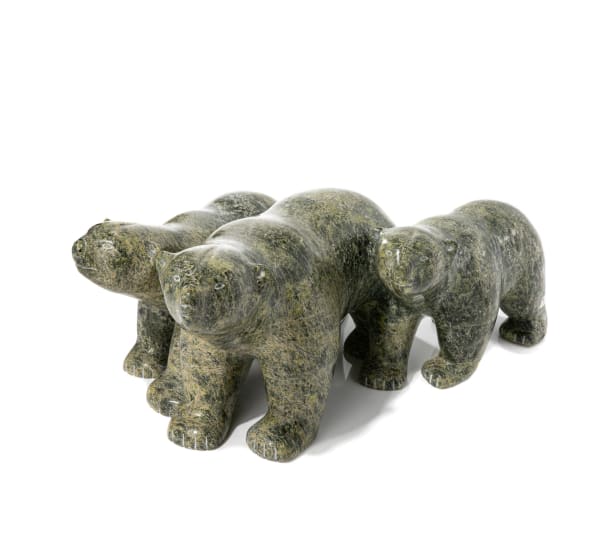 Lot 87 TAQIALUQ NUNA (1958-) KINNGAIT (CAPE DORSET) Family of Bears PRICE REALIZED: $1,649.50