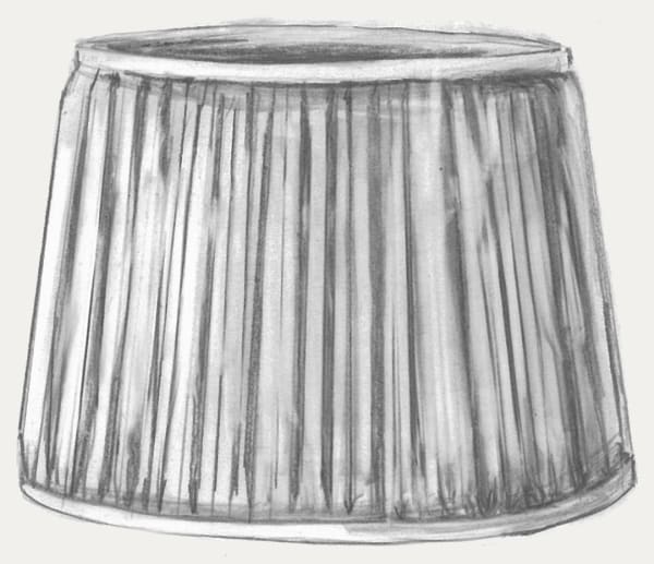 Gathered or Shirred Lampshades Lampshades are made by gathering or bunching lightweight fabric, often cotton, linen or silk. This is an ideal finish where there is a pattern or stripe in the fabric design. There are a number of variations on this finish, as the fabric can be tightly gathered giving a striking effect, or more loosely gathered giving a relaxed country-style look.