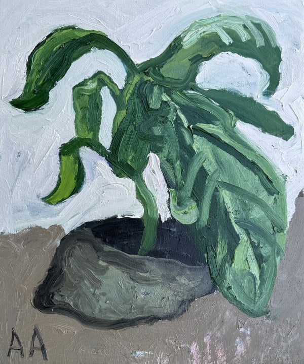 expressionist painting of a potted plant
