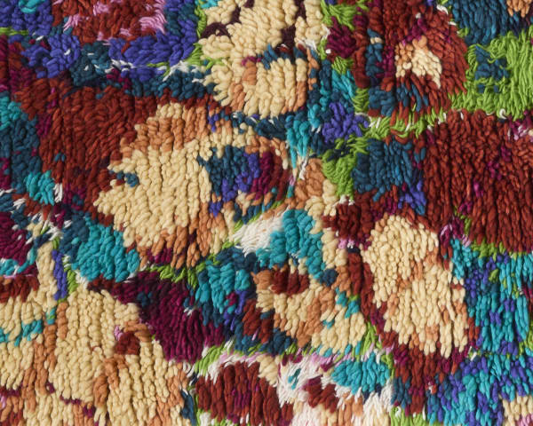 FUTURE RETRIEVAL | DETAIL "Masonry Rug," 2024. Hand-knotted wool 33 x 55 in (83.8 x 139.7 cm). Photo by Marylene Mey, courtesy of form & concept